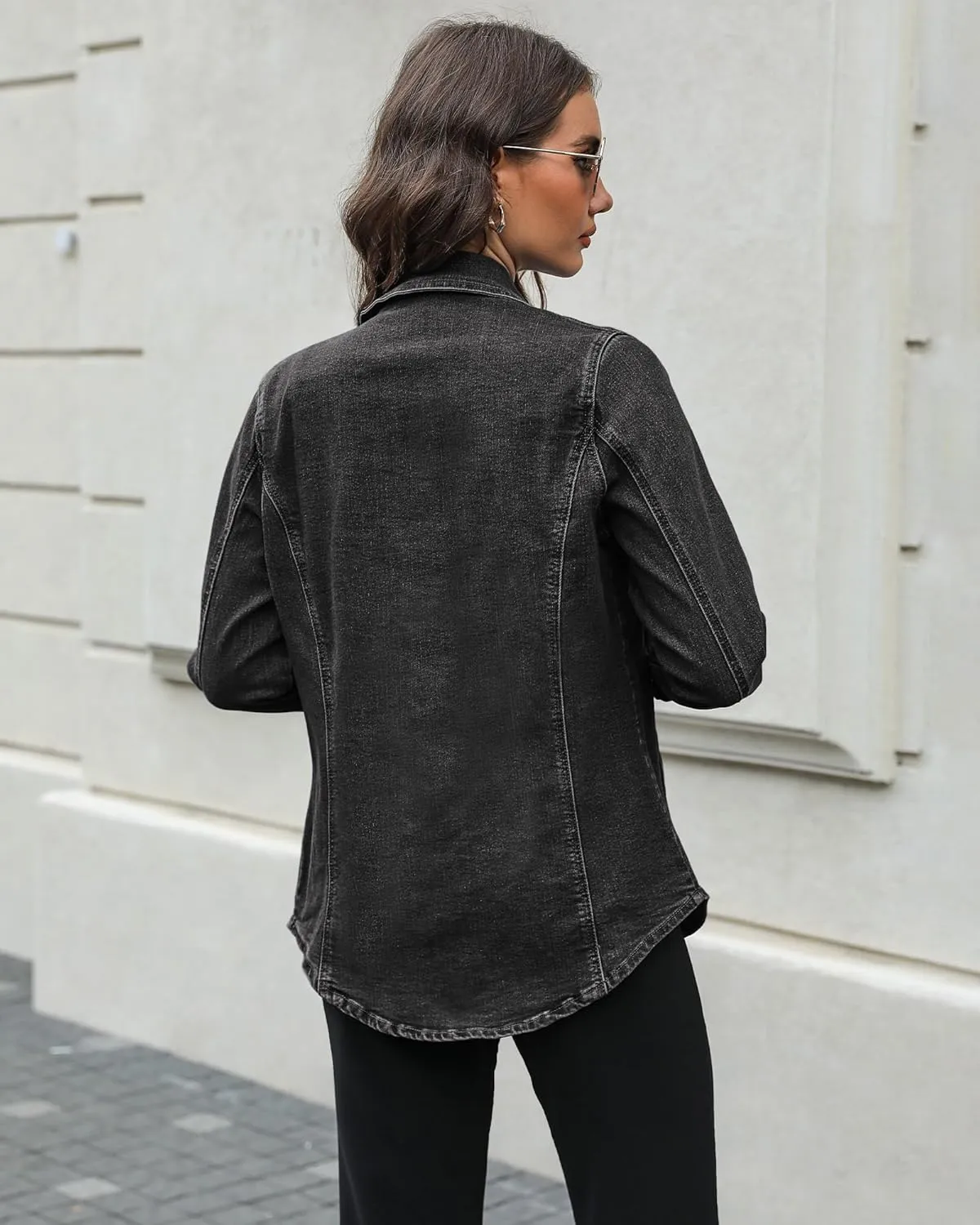 luvamia 2025 Jean Jackets for Women Fashion Denim Jacket Western Oversized Shacket Jacket Button Up with Pockets