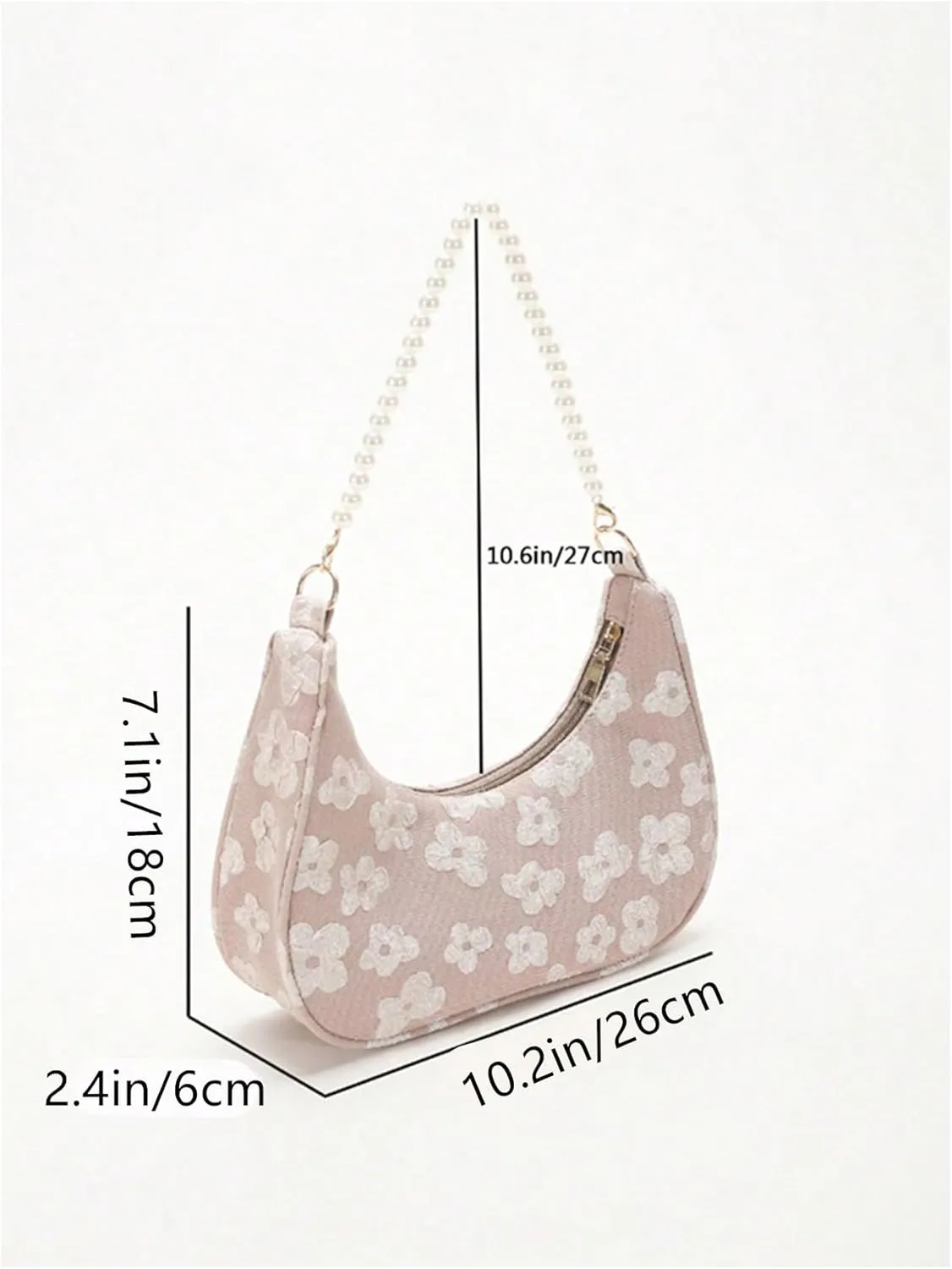 MakeMeChic Women's Metallic Pearl Beaded Ruched Single Strap Shoulder Handbags Hobo Bags