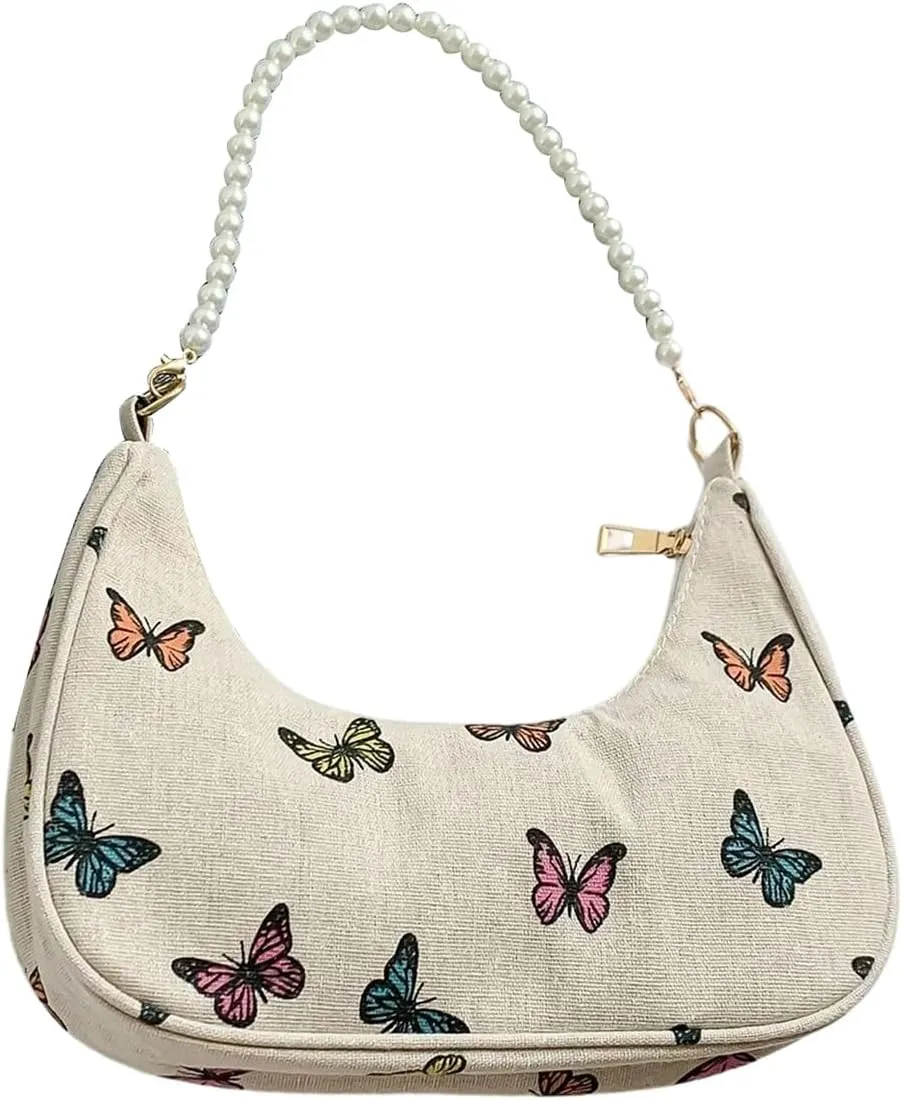 MakeMeChic Women's Metallic Pearl Beaded Ruched Single Strap Shoulder Handbags Hobo Bags