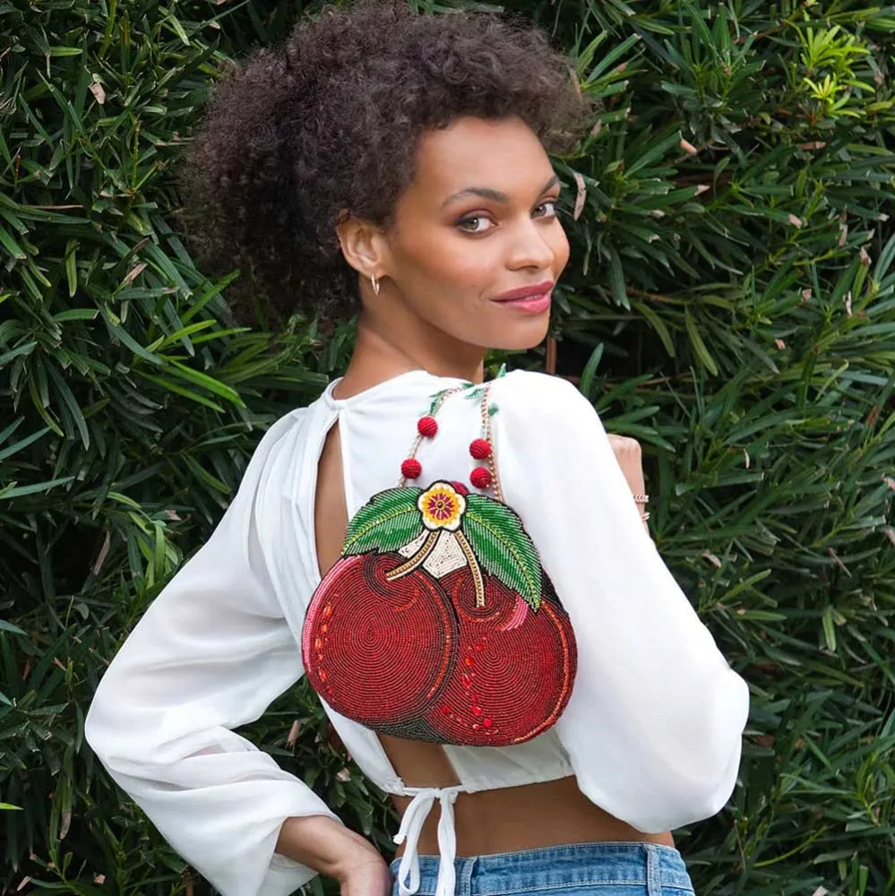 Mary Frances Wild Cherry Crossbody Clutch Handbag Red