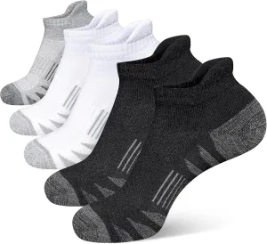Men's Athletic Cushioned Cotton Socks Anti-blister Wicking Breathable Running Ankle Socks 5 Pairs