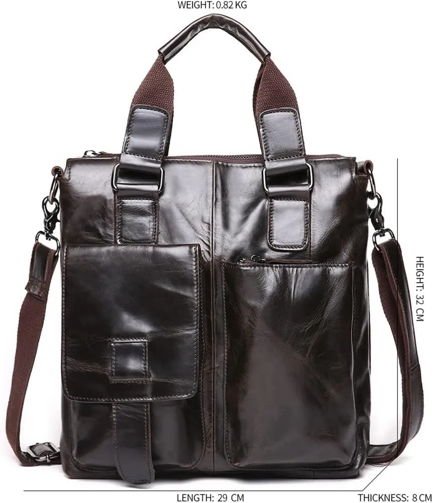 Men's Bag Layer Cowhide Handbag Leather Korean Version of The Document Men's Casual Briefcase