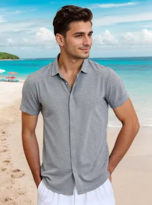 Men's Linen Shirts Casual Dress Short Sleeve Button Down Shirts Tops Male Summer Beach Tropical Tee Wedding Party Holiday