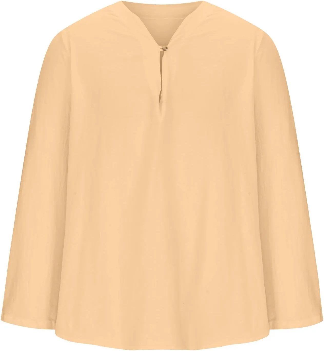 Mens Linen Shirts Casual Loose Long Sleeve Pullover Tops Vneck Summer Fashion Beach Vacation Tshirts
