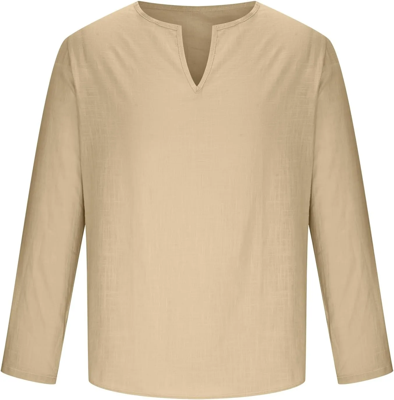 Mens Linen Shirts Casual Loose Long Sleeve Pullover Tops Vneck Summer Fashion Beach Vacation Tshirts