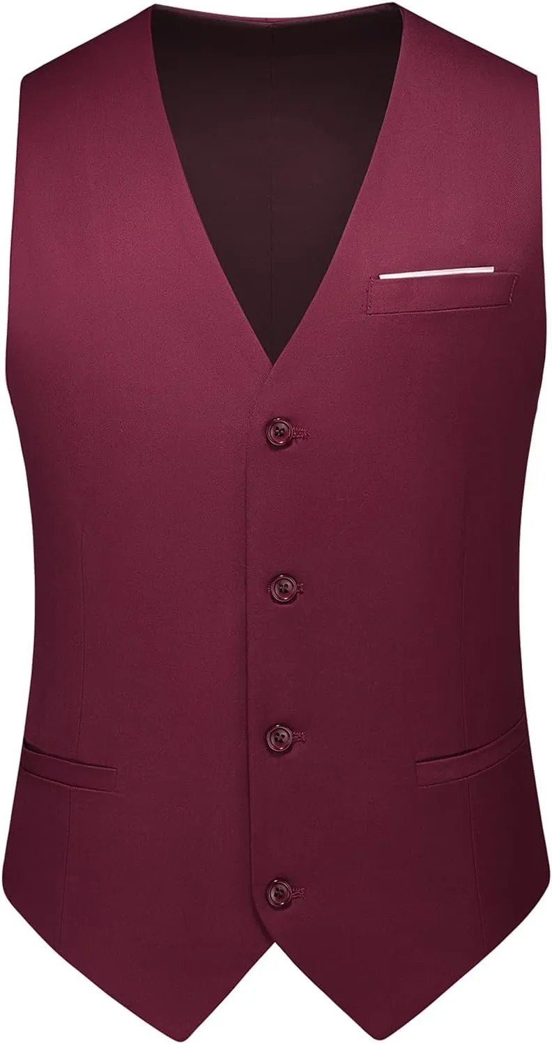 Men's Suits 3 Piece Slim Fit Suit One Button Solid Suit Blazer Jacket Vest Pants Set
