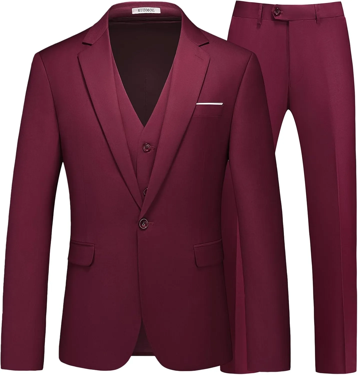 Men's Suits 3 Piece Slim Fit Suit One Button Solid Suit Blazer Jacket Vest Pants Set