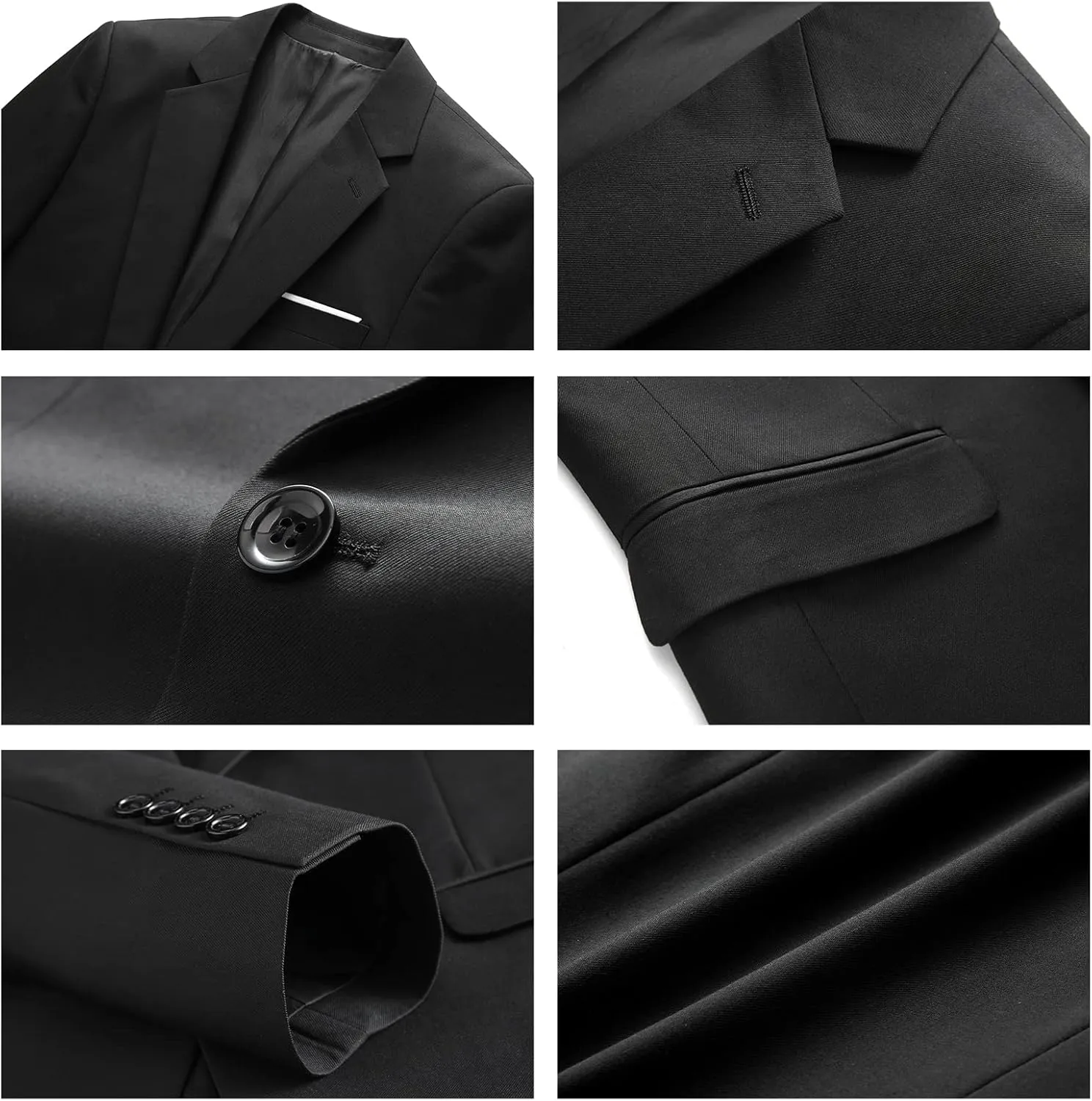 Men's Suits 3 Piece Slim Fit Suit One Button Solid Suit Blazer Jacket Vest Pants Set