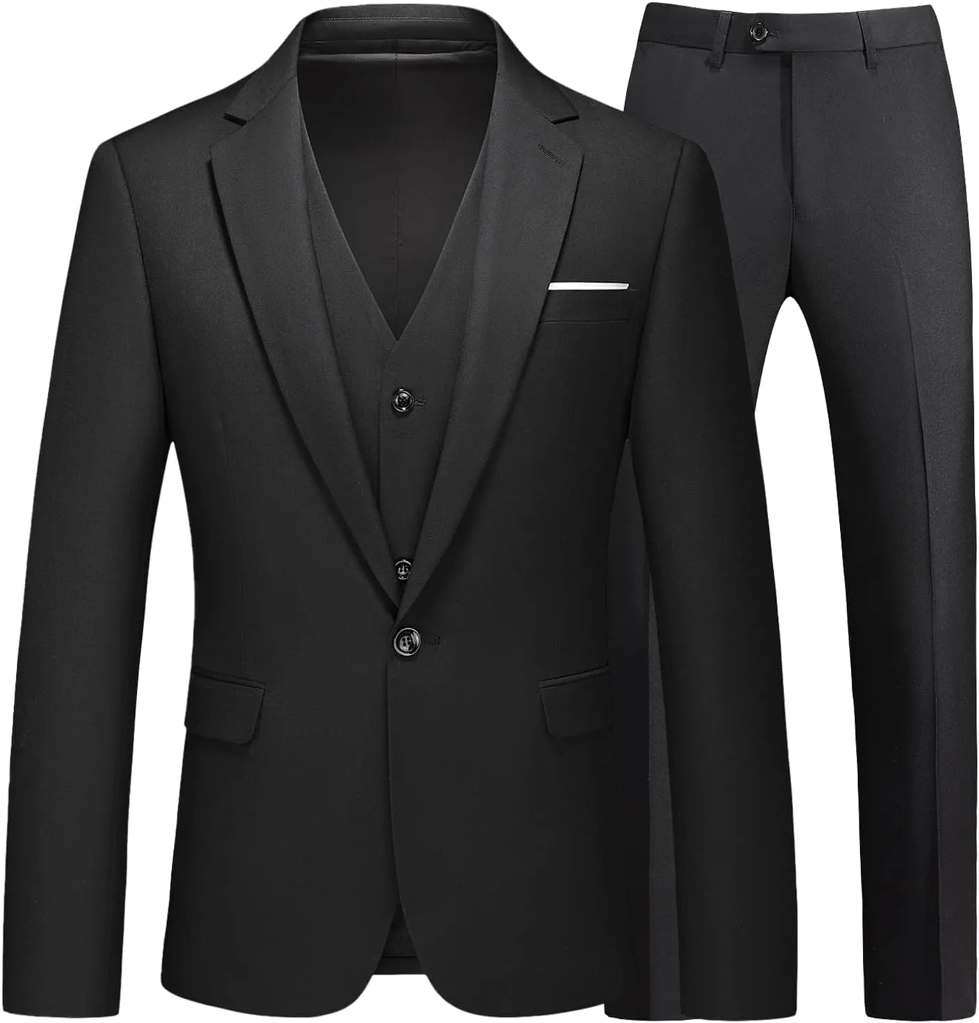 Men's Suits 3 Piece Slim Fit Suit One Button Solid Suit Blazer Jacket Vest Pants Set