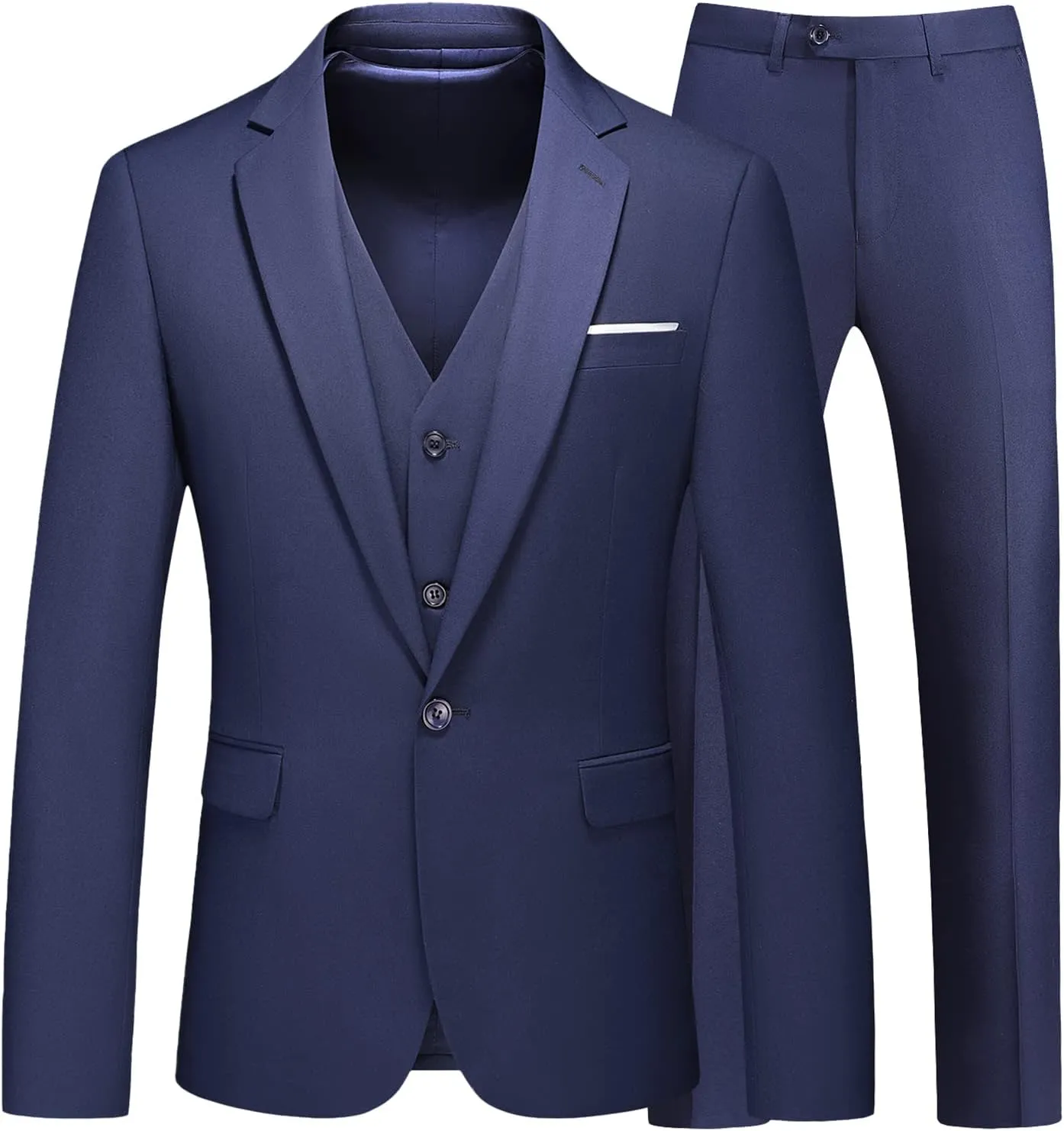 Men's Suits 3 Piece Slim Fit Suit One Button Solid Suit Blazer Jacket Vest Pants Set