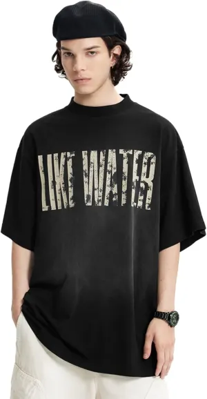 Men's Teen Oversized Baggy Graphic Acid Wash T Shirts Cotton Crew Neck Short Sleeve Tee Vintage Streetwear Top