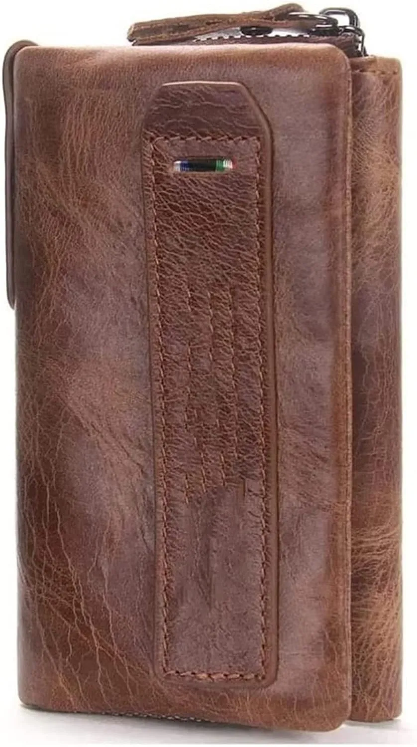 Men's Wallet Leather Car Key Chain Bag Key Coin Purse Key Chain Bag Wallet Storage Bag Key Chain Small Briefcase (Color : A)