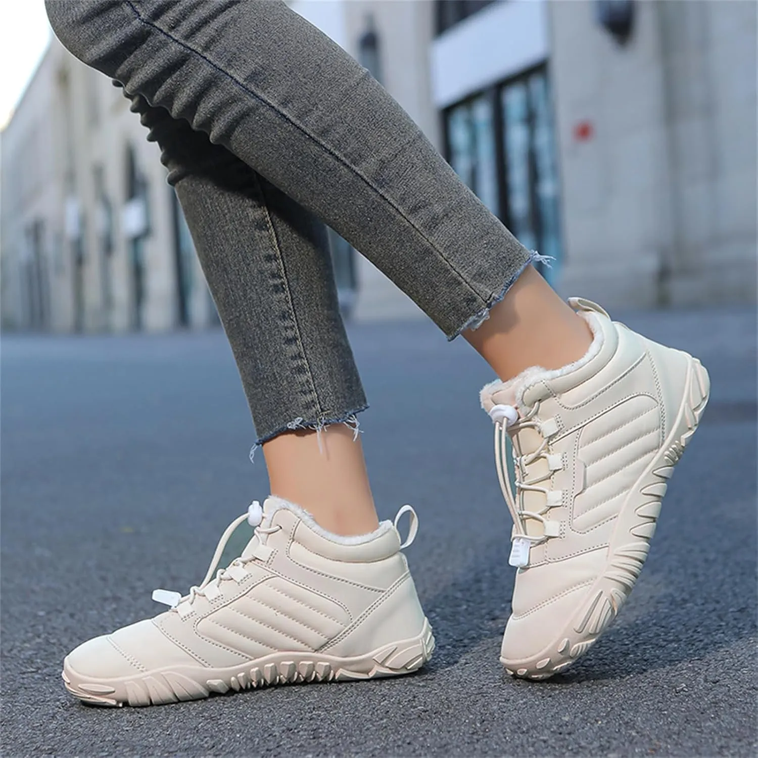 Mens Womens Barefoot Shoes Waterproof Winter Snow Boots Zero Drop Sole Walking Shoes for Hiking Outdoor