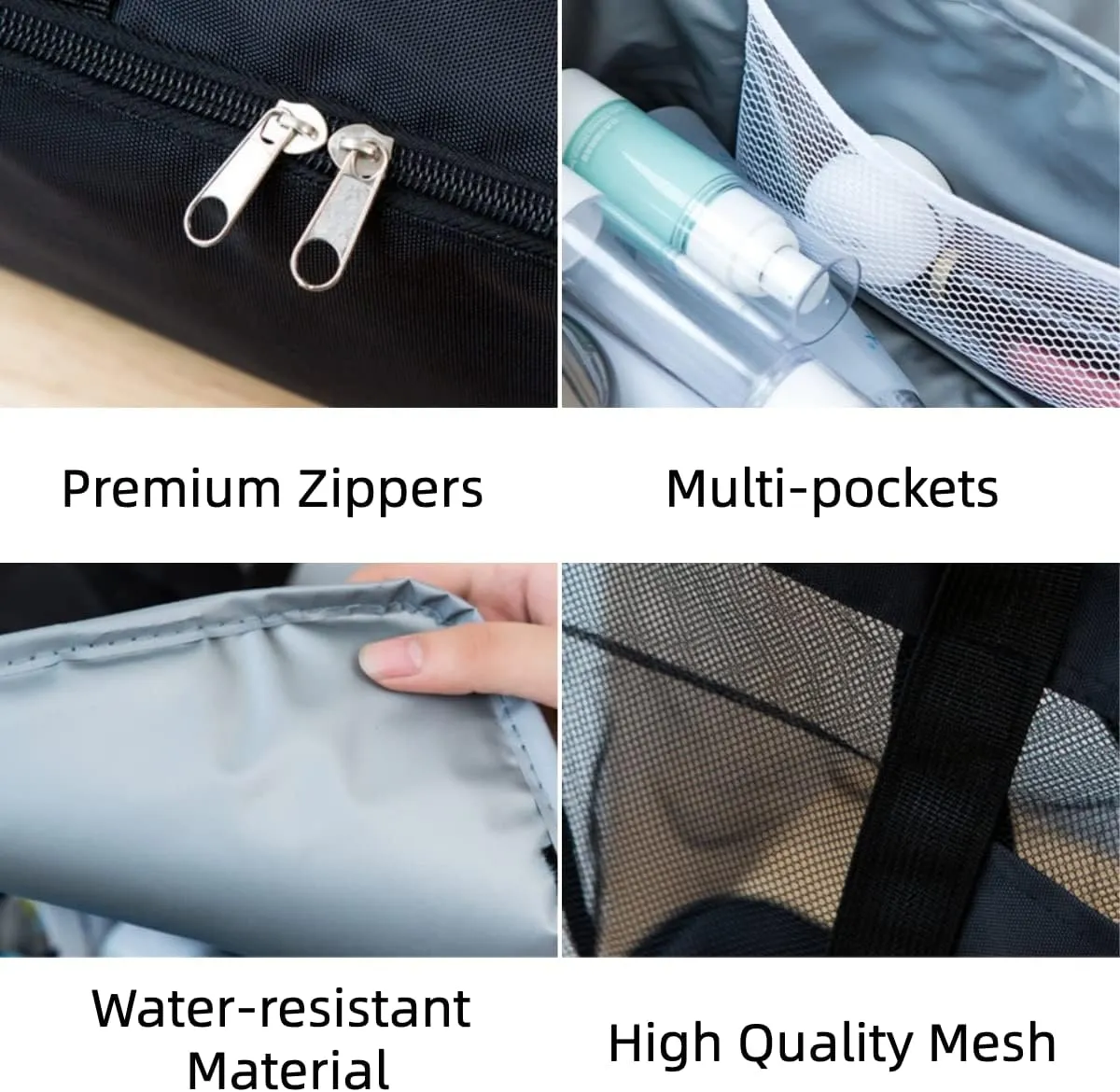 Mesh Beach Bag Tote, Extra Reusable Shopping Beach Handbag Family Picnic Cooler Outdoor Grocery Organizer (Black)