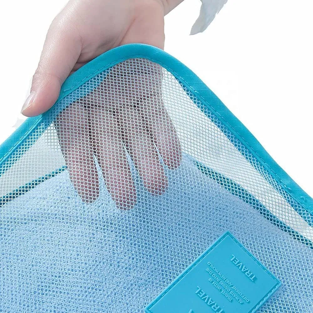 MOCOFO 6-Piece Travel Luggage Storage Bag Set - 3 Travel Storage Bags   3 Small Clothing Organizers (blue)