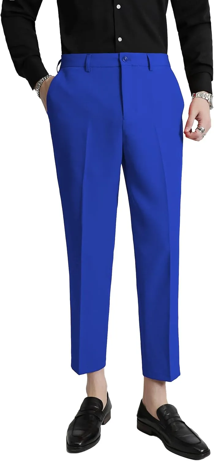 MOGU Ankle-Length Dress Pants for Men Slim Fit Cropped Trousers