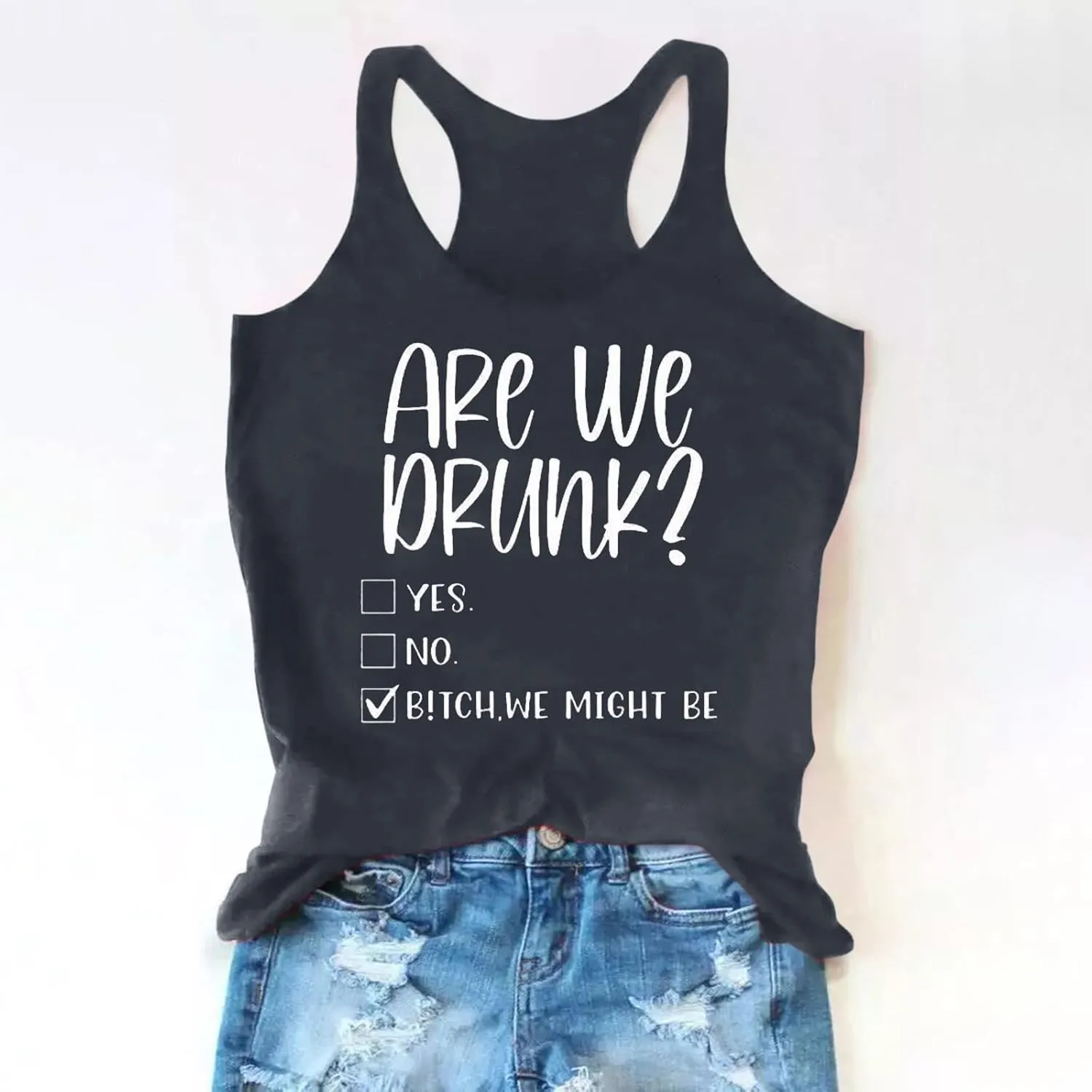 NaRHbrg Letter Print Vest T Shirt Women's Summer Sleeveless Graphic Tank Tops Cute Graphic Tees Casual Loose Workout Shirts