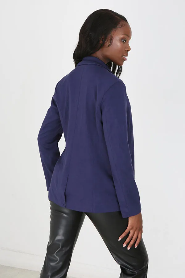 NAVY SINGLE BREASTED BUTTON FASTENED BLAZER