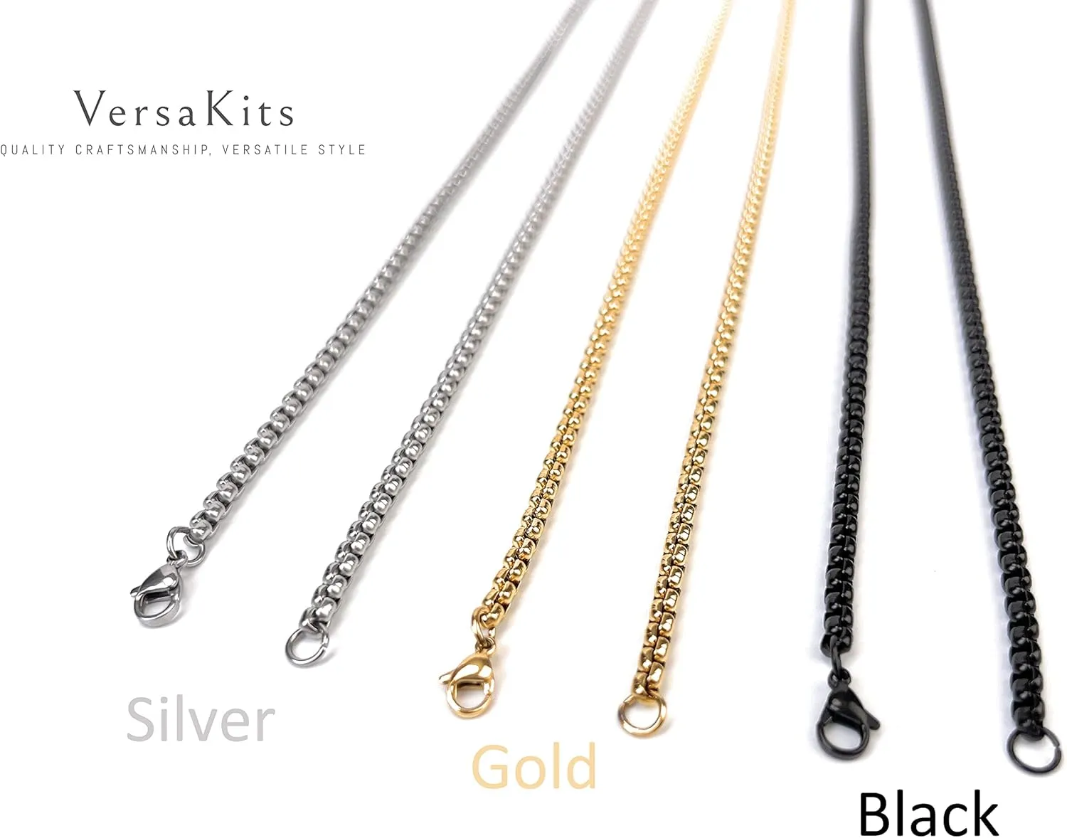 Necklace Chains for Pendants Stainless Steel Box Chain Necklace Square Rolo Cable Chain for Men Women