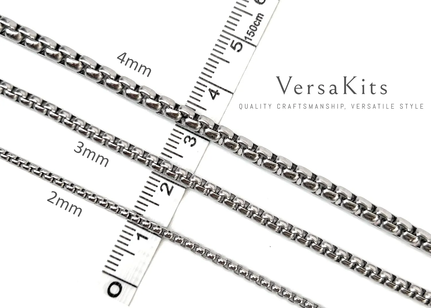Necklace Chains for Pendants Stainless Steel Box Chain Necklace Square Rolo Cable Chain for Men Women
