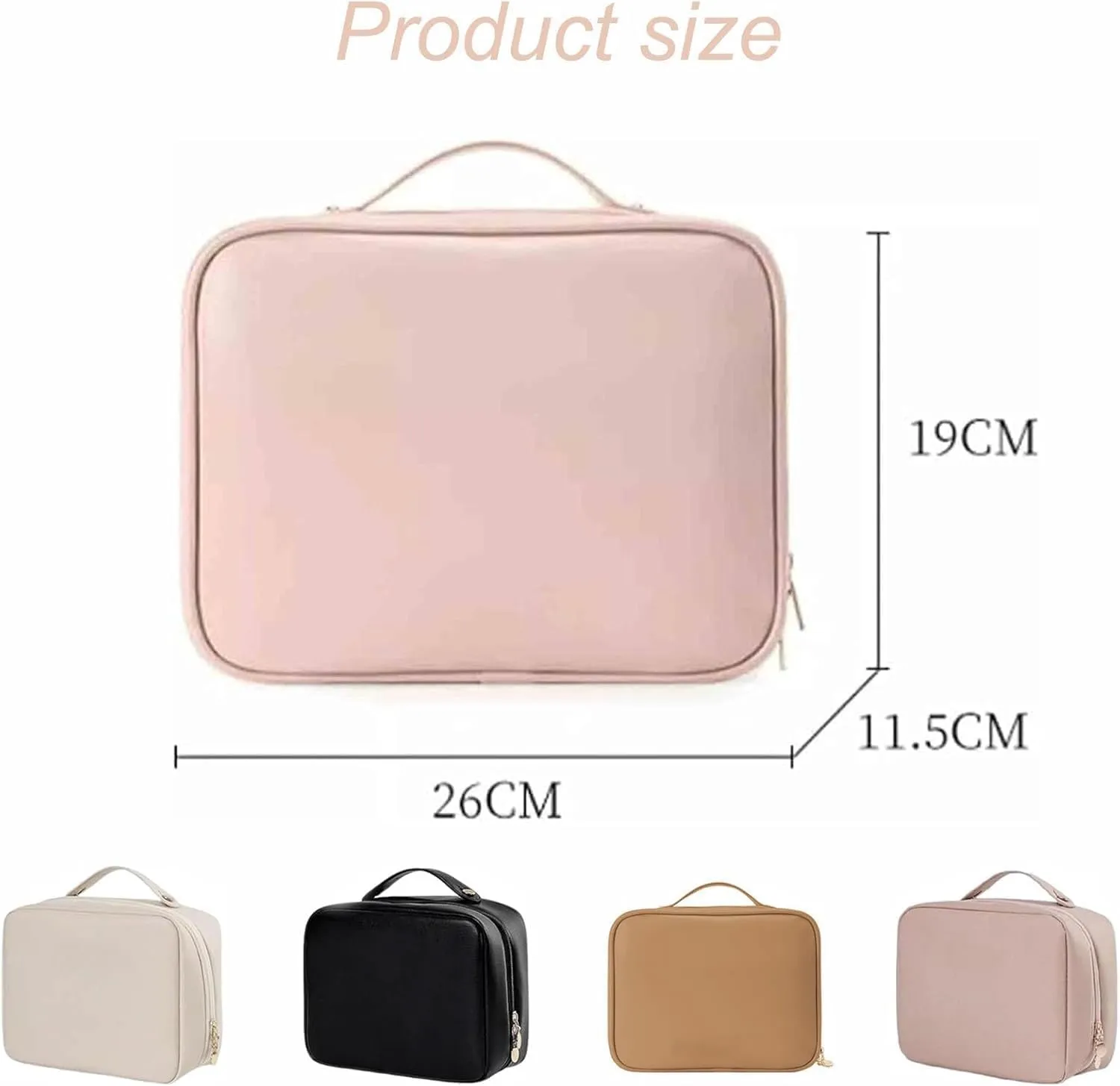 Obviousliy Multi-compartment Toiletry Cosmetics Bag, Makeup Bag Women's PU Leather Waterproof, PU Leather Large Capacity, Bathroom Travel Bag Organizer For Women (pink)