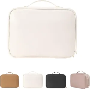 Obviousliy Multi-compartment Toiletry Cosmetics Bag, Makeup Bag Women's PU Leather Waterproof, PU Leather Large Capacity, Bathroom Travel Bag Organizer For Women (white)