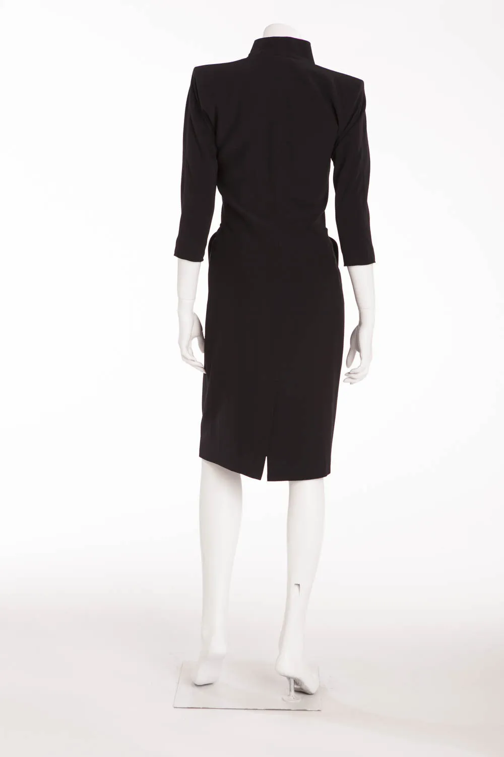 Original Alexander McQueen - Black 3/4 Sleeve V Neck Dress with Pink Trim - IT 40
