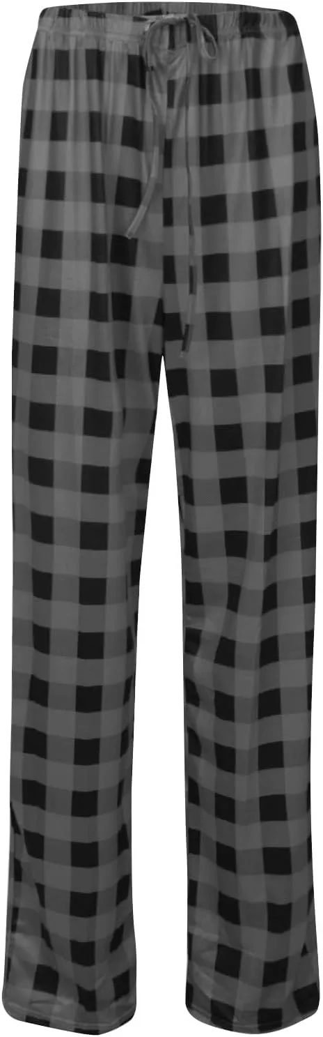 Pajamas Pants for Women Wide Leg Casual Comfy Loose Plaid Pants Stretchy Cute Sleep Bell Bottom Pajama Pants
