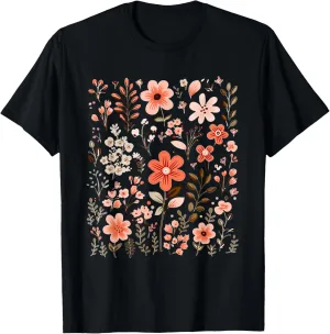 Peach Boho Shabby Chic Floral Flowers T-Shirt