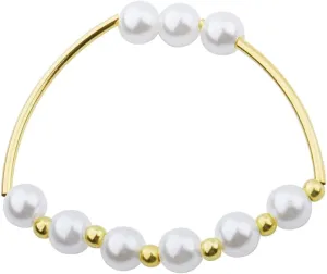 Pearl Beaded Bracelet Bangle Open Cuff Bangle Bracelet Gold And Pearl Bracelets for Women Adjustable Bead Bangles For Women Summer Beach Bangles White Faux Pearl Bracelet