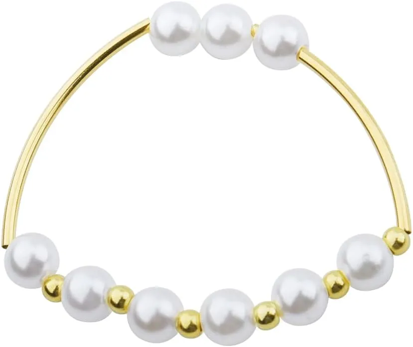 Pearl Beaded Bracelet Bangle Open Cuff Bangle Bracelet Gold And Pearl Bracelets for Women Adjustable Bead Bangles For Women Summer Beach Bangles White Faux Pearl Bracelet