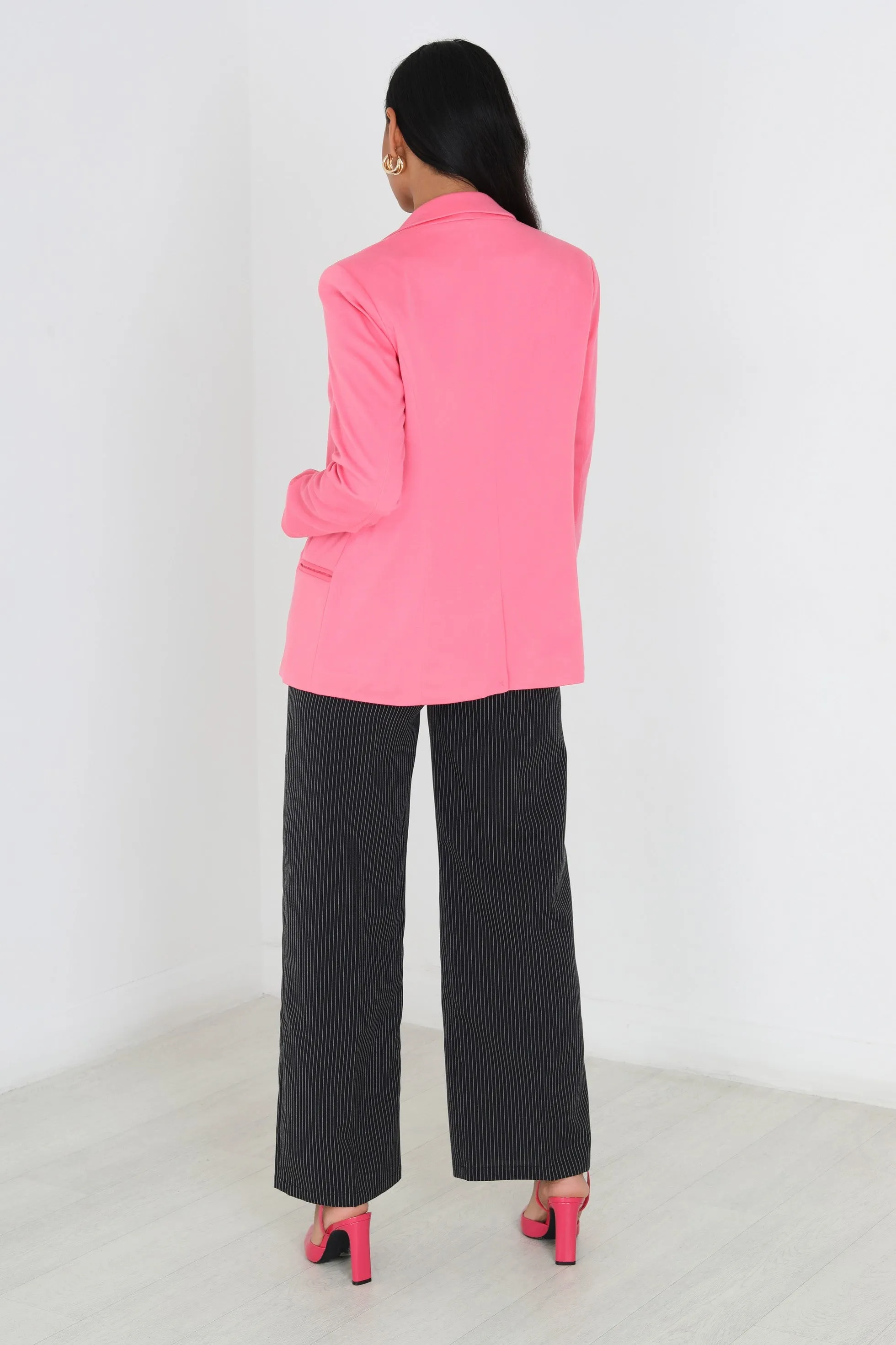 PINK LONG SLEEVE BUTTONED BLAZER