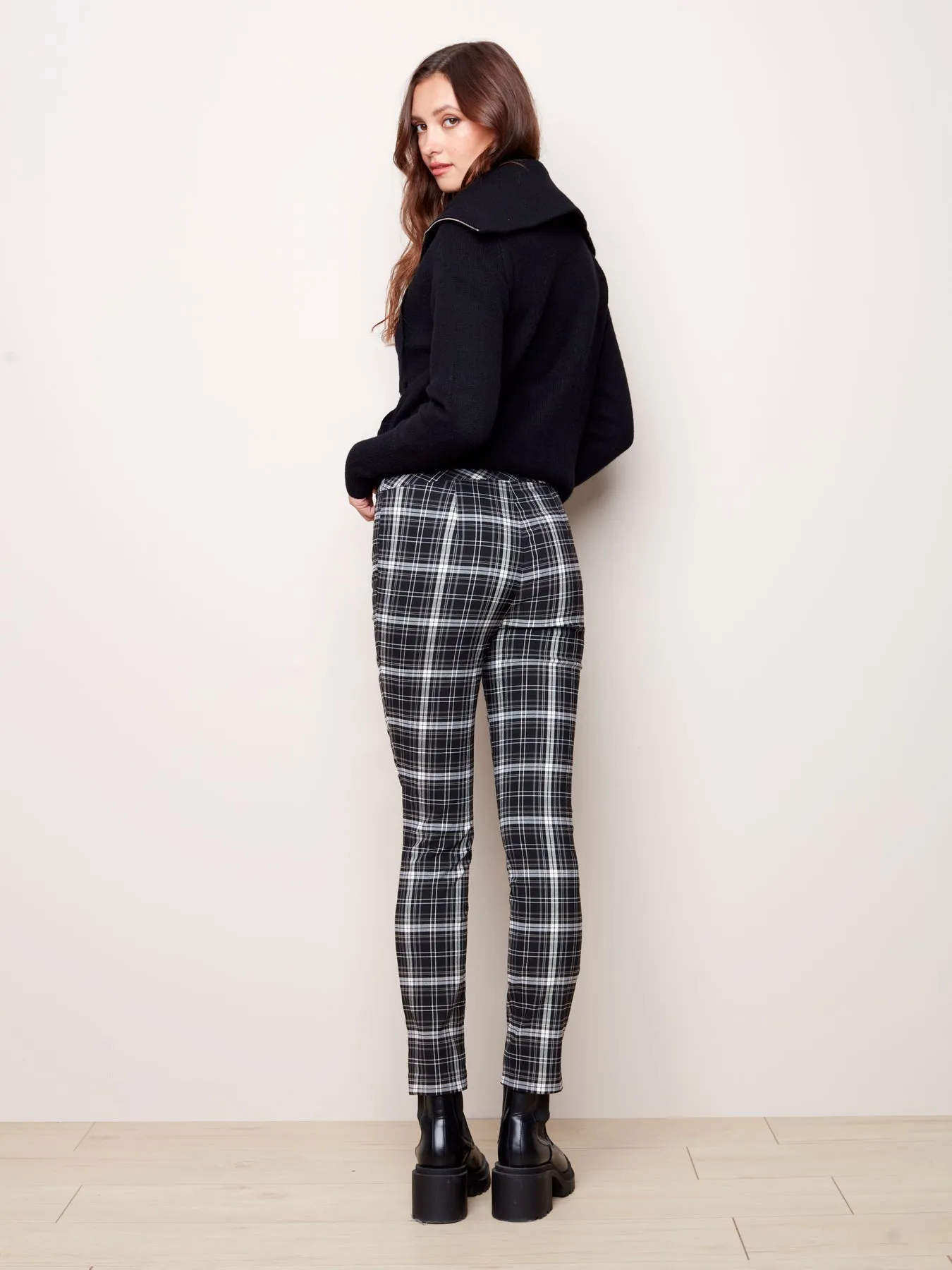 PLAID PULL-ON PANTS