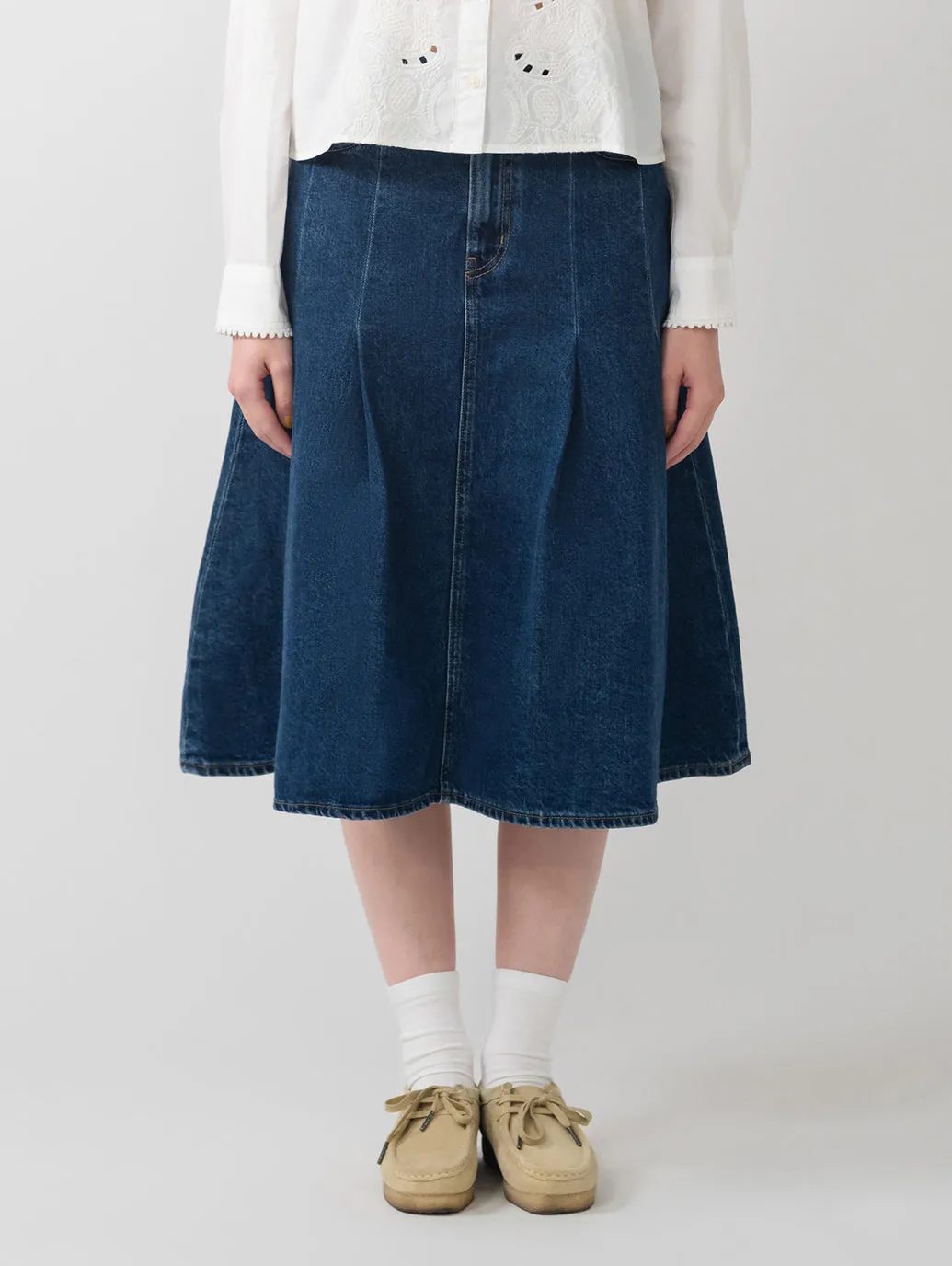 PLEATED ミニスカート ダークインディゴ 