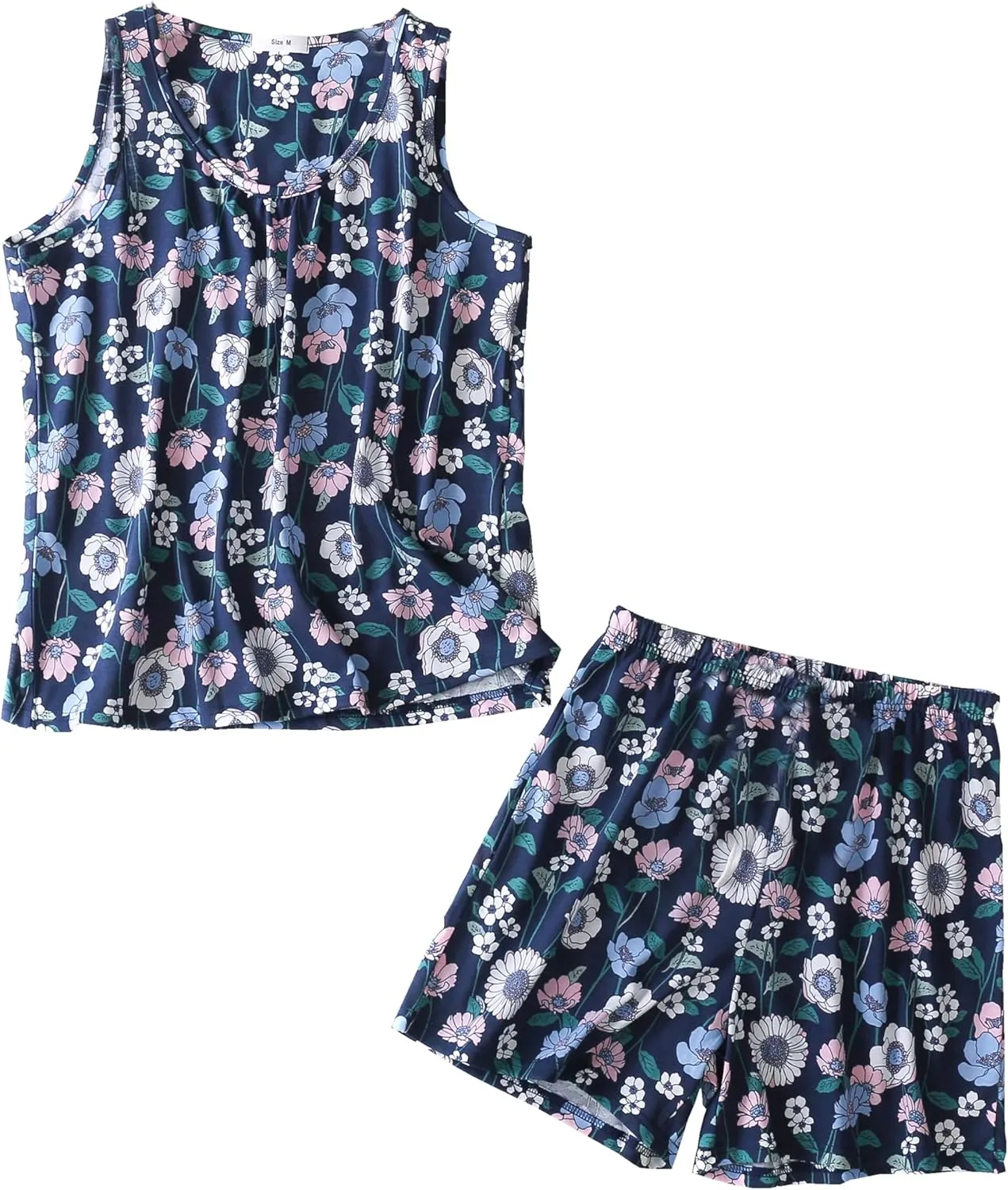 PNAEONG Women Cotton Sleepwear Short Sets Tank&Short Pajamas Sets XTSY208