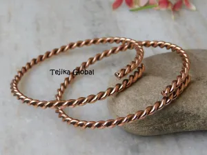 Pure copper twisted tensor set Of-2 bangle, Cooper Bracelet, adjustable Copper Bangle, Wife Gift For Her, Twisted, Antiqued, Copper Jewelry, Artisan Mens Womens,