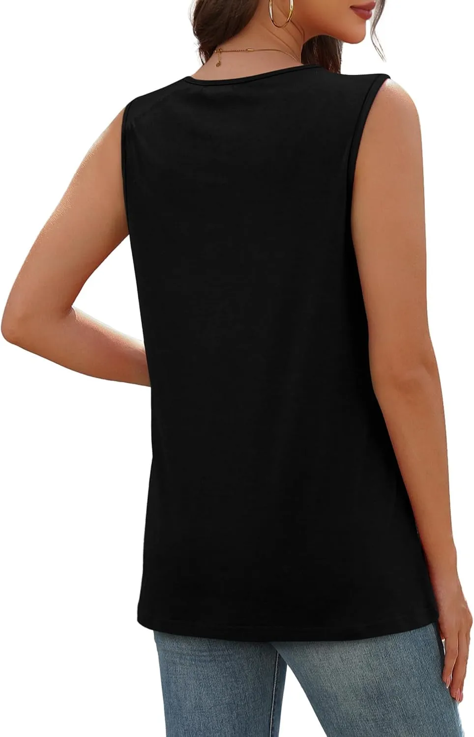 SAMPEEL Tank Top for Women Summer Button Down V Neck T Shirts Sleeveless Loose Fit Fashion Tops 2025