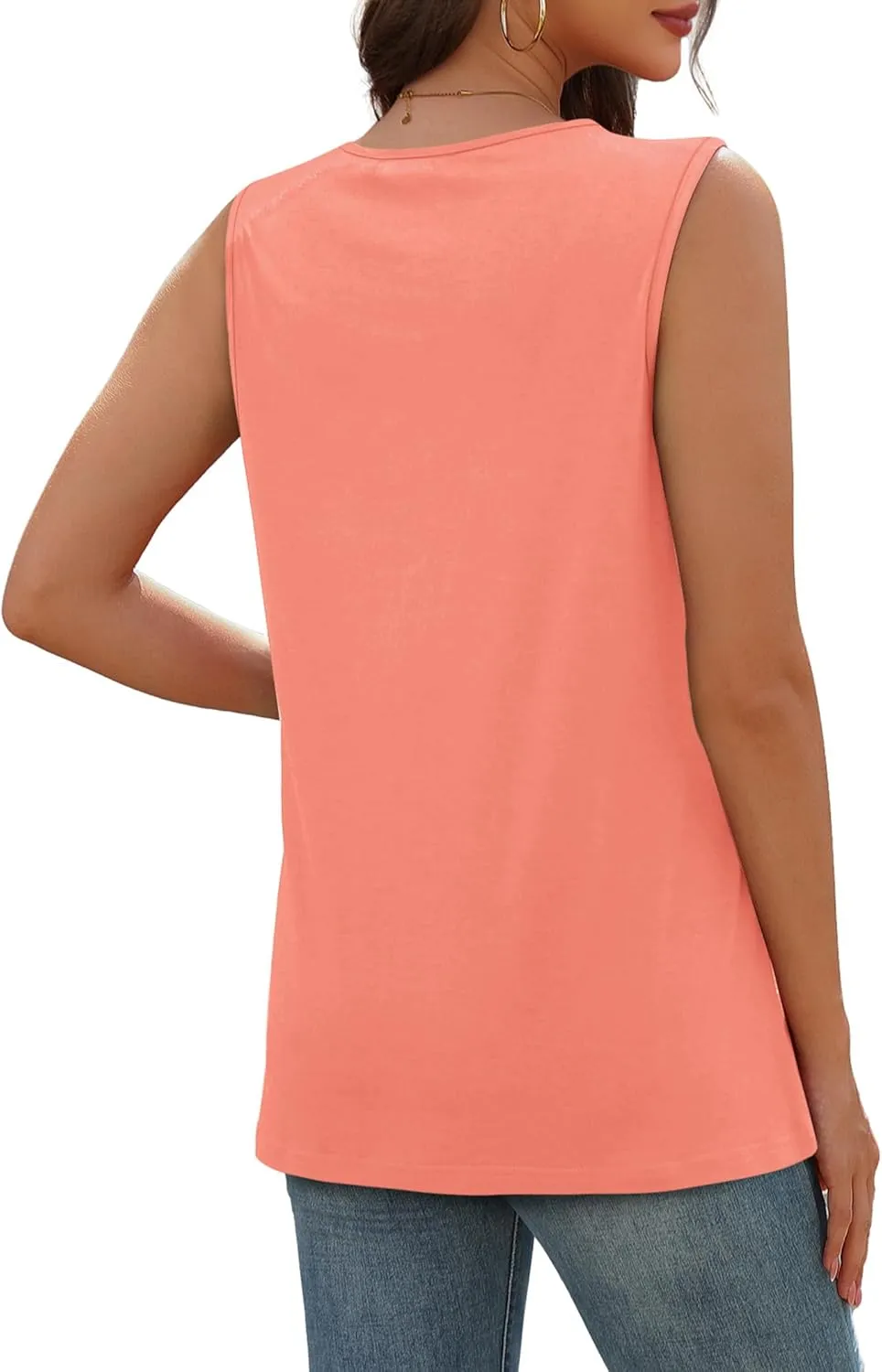 SAMPEEL Tank Top for Women Summer Button Down V Neck T Shirts Sleeveless Loose Fit Fashion Tops 2025