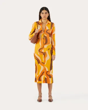 Sana Dress Tencel Print Orange