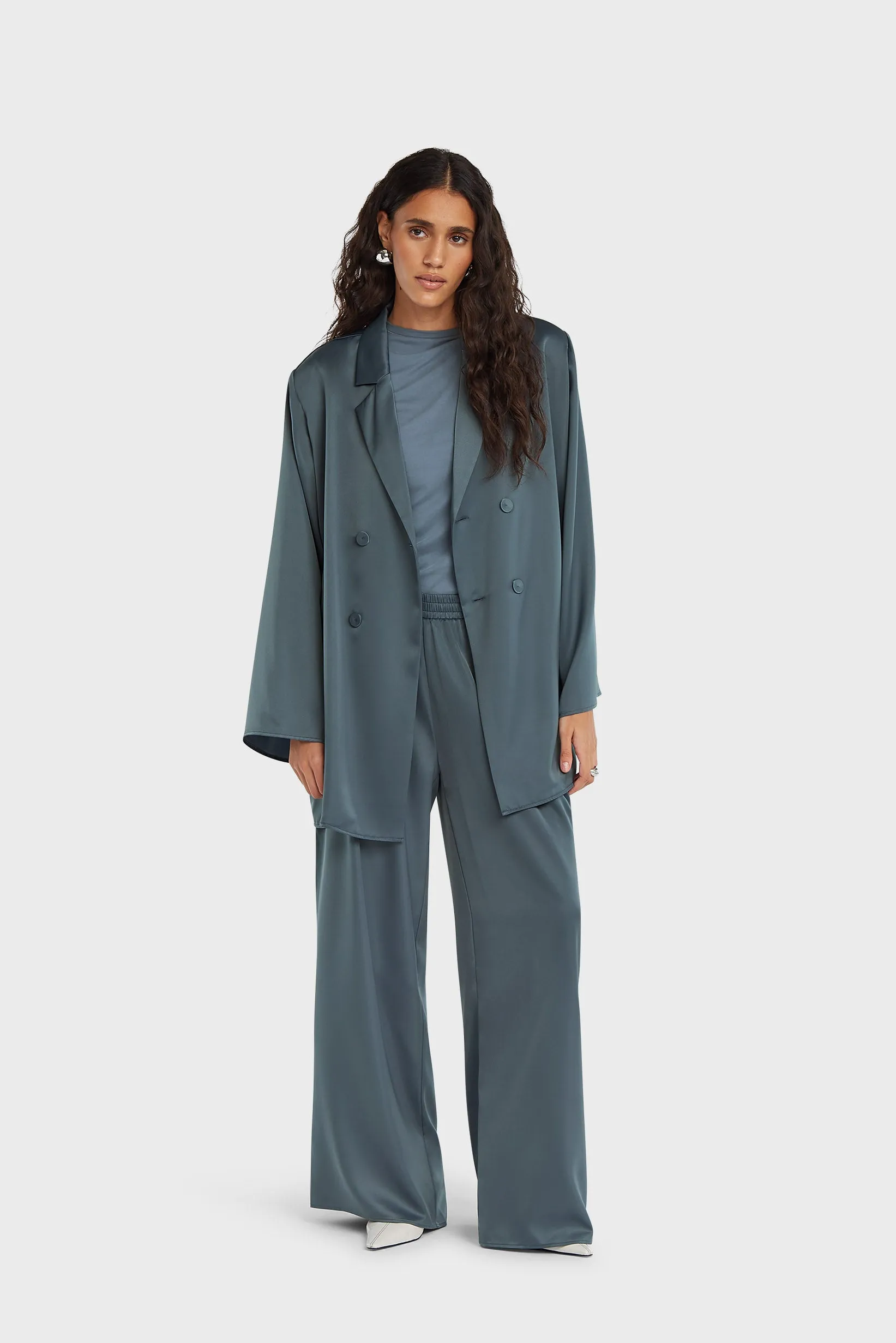 Satin Pants | Dusty Indigo