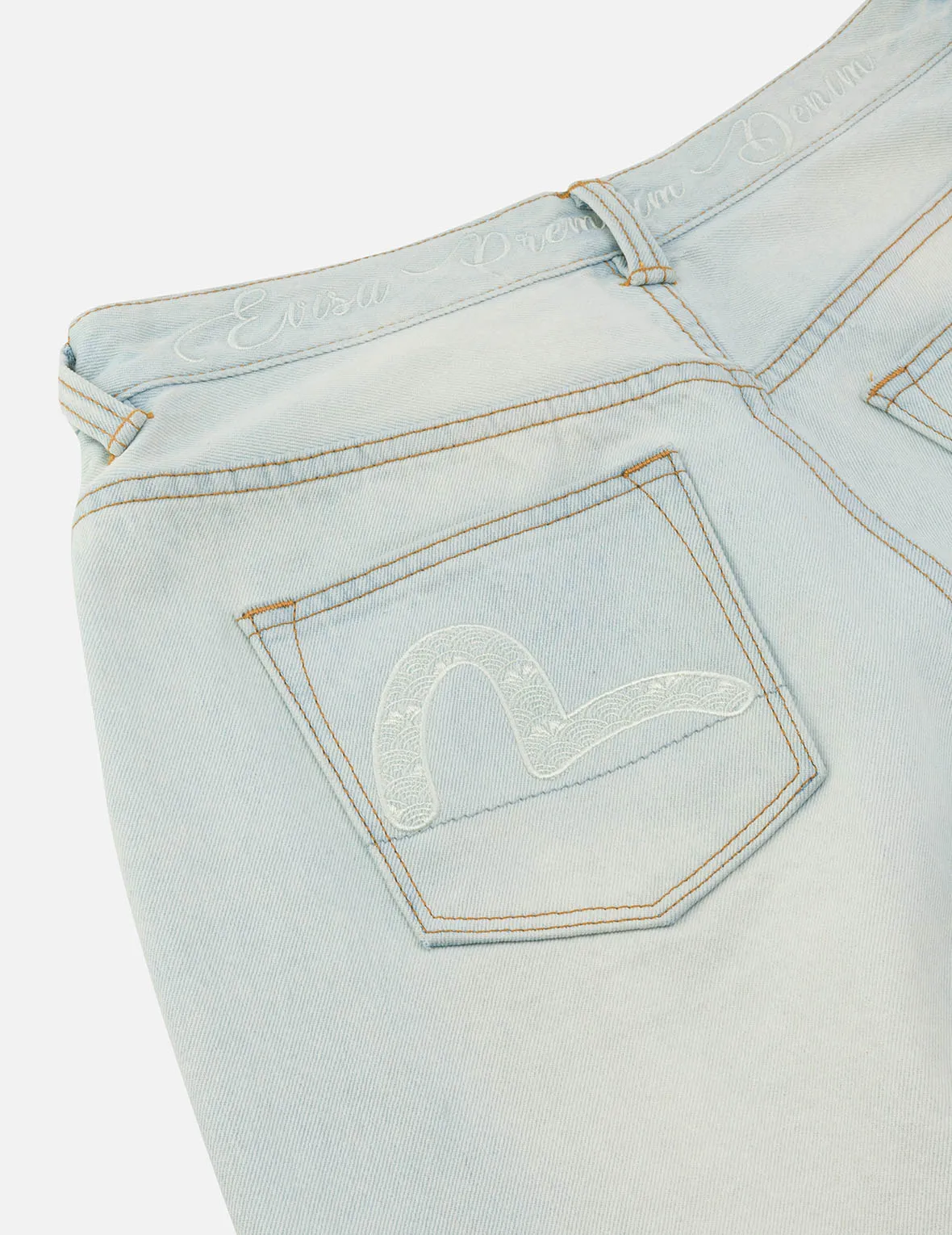 Seagull and Text Embroidery Baggy Jeans