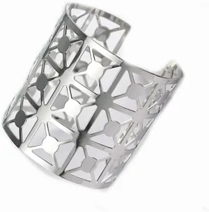 Sexy Sparkles Women Punk Wide Cuff Bangles Bracelet Silver Tone Hollow 16.4cm(6 4/8) long
