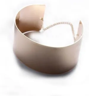 Sexy Sparkles Women Wide Cuff Bangles Bracelet Gold Tone16.2cm(6 3/8) long