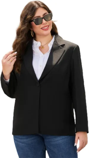 Single Button Oversized Blazer for Women Plus Size Boyfriend Blazers Casual and Stylish Plus Size