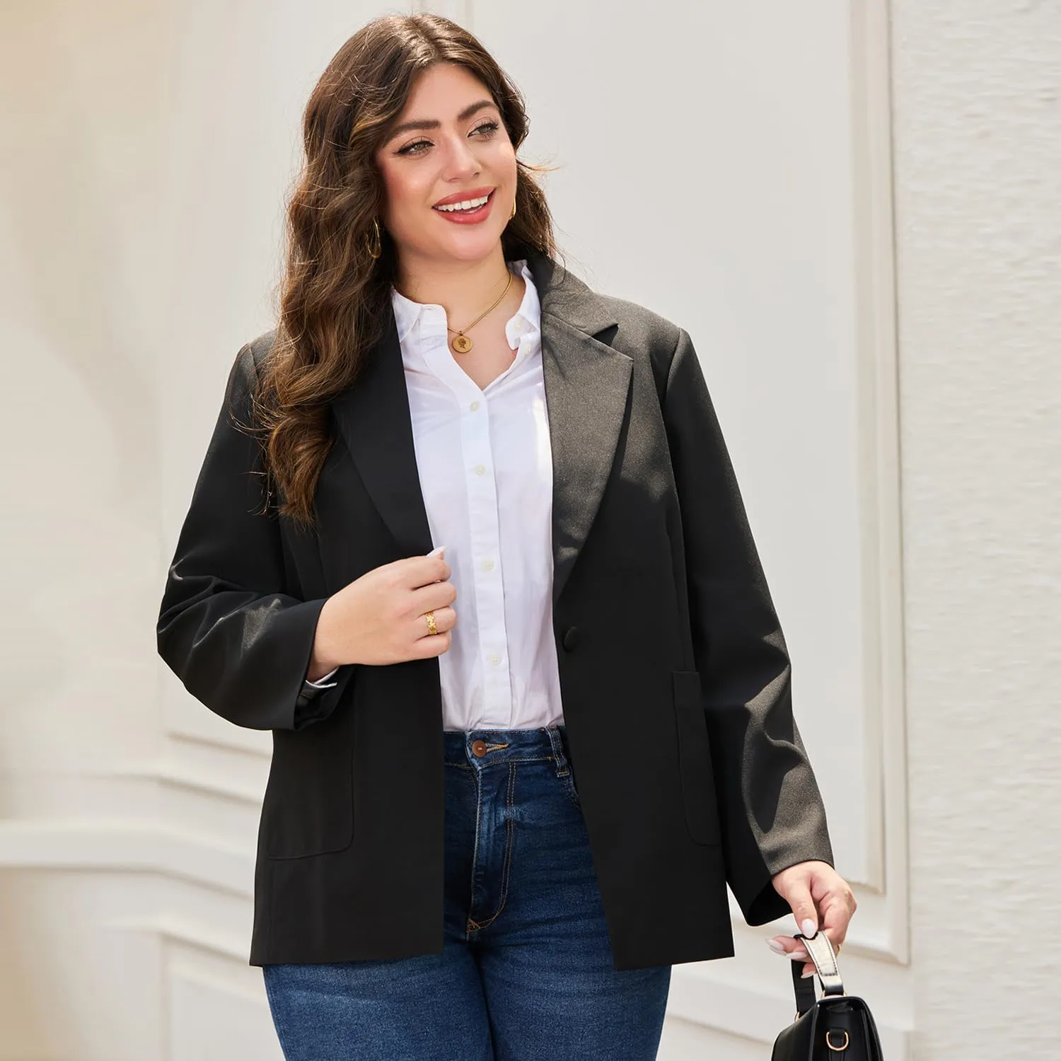 Single Button Oversized Blazer for Women Plus Size Boyfriend Blazers Casual and Stylish Plus Size