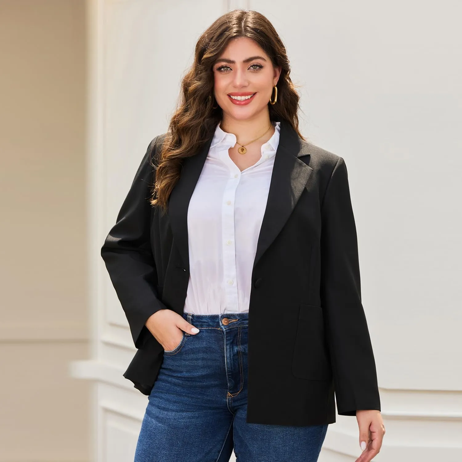 Single Button Oversized Blazer for Women Plus Size Boyfriend Blazers Casual and Stylish Plus Size