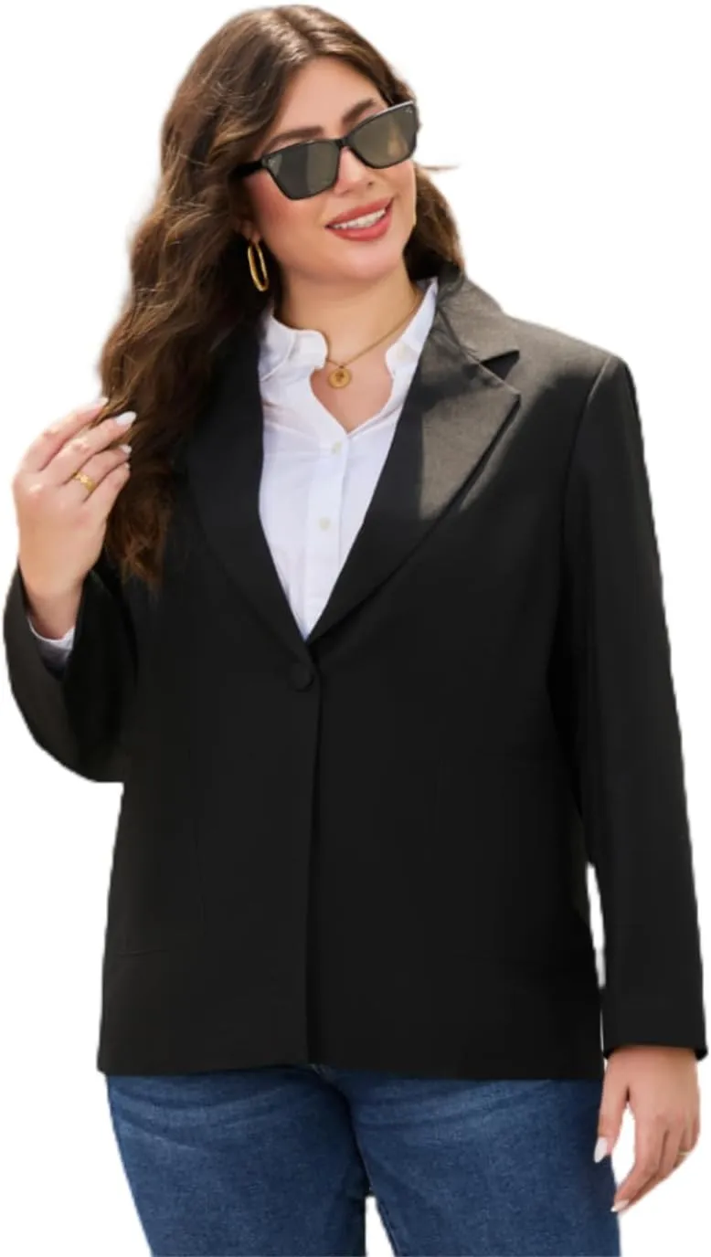 Single Button Oversized Blazer for Women Plus Size Boyfriend Blazers Casual and Stylish Plus Size