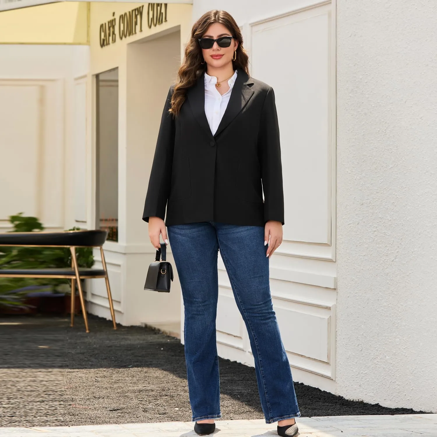 Single Button Oversized Blazer for Women Plus Size Boyfriend Blazers Casual and Stylish Plus Size
