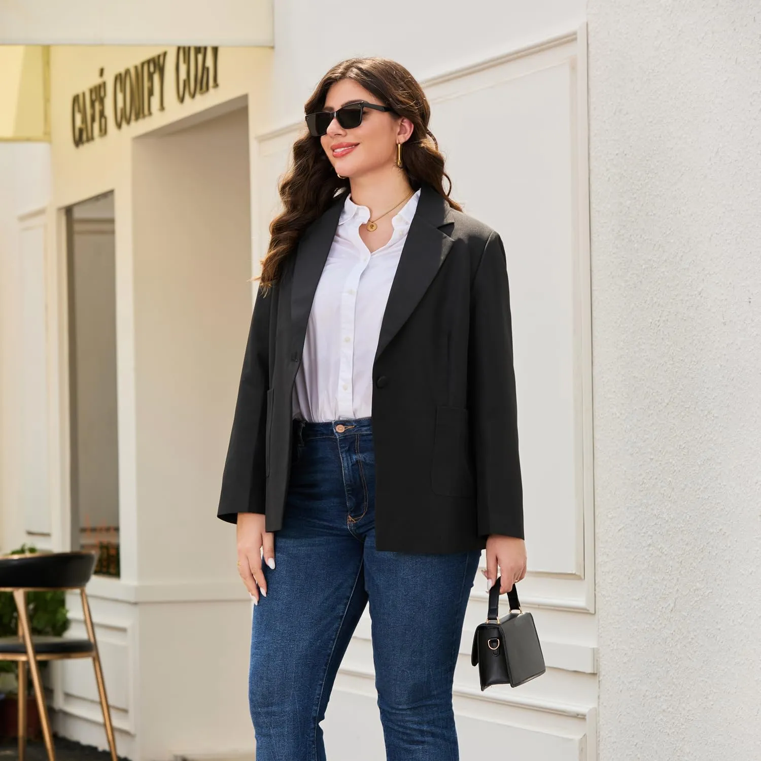 Single Button Oversized Blazer for Women Plus Size Boyfriend Blazers Casual and Stylish Plus Size