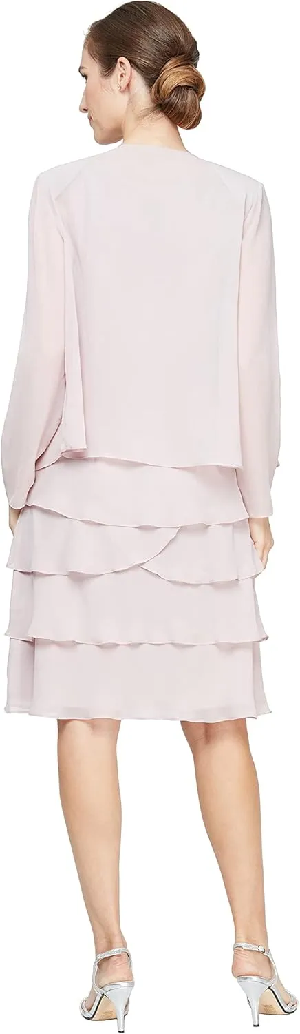 S.L. Fashions Women's Plus Size Two Piece Embellished Jacket Dress